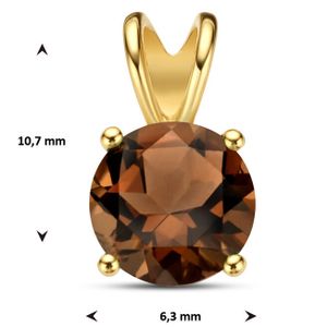 Hanger Fantasie geelgoud-rookkwarts 0,91 ct bruin 6,3 X 10,7 mm
