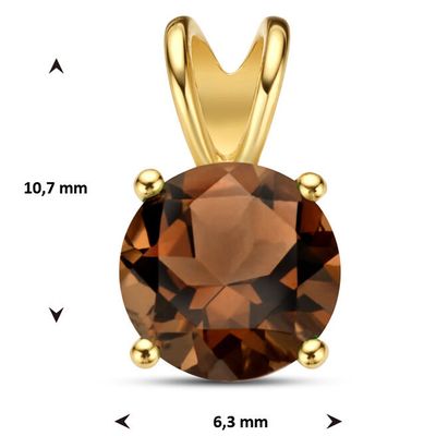 Hanger Fantasie geelgoud-rookkwarts 0,91 ct bruin 6,3 X 10,7 mm