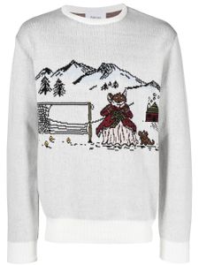 Palmes pull en maille intarsia à col rond - Blanc