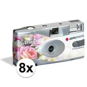 8x Wegwerp cameras/fototoestelen met flits voor 27 kleurenfotos voor bruiloft/huwelijk   -