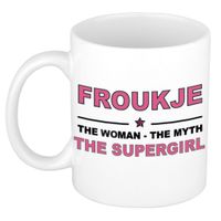 Naam cadeau mok/ beker Froukje The woman, The myth the supergirl 300 ml   -