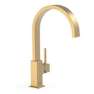 Keukenkraan Tres Top | Opbouw | 360° Draaibaar | Mengkraan | 1-hendel | Vierkant | 24k Goud mat