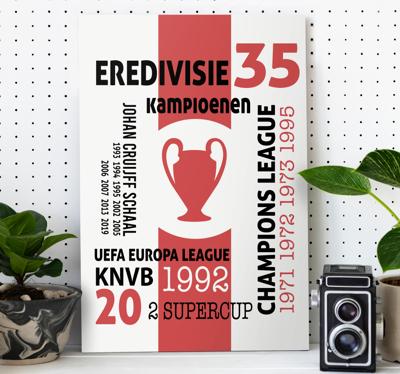 Voetbal trofeeën canvas schilderij