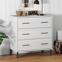 Dressoir met 3 lades OSLO 77x40x79,5 cm massief hout wit - thumbnail