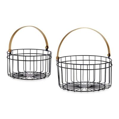 Mand Zwart Gouden Metaal 25 x 27 x 25 cm (2 pcs)