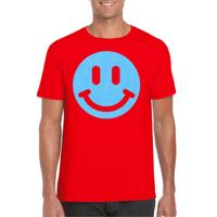 Verkleed T-shirt voor heren - Smile Emoticon - rood - carnaval/foute party - feestkleding - thumbnail