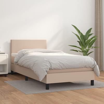 Boxspring met matras kunstleer cappuccinokleurig 80x200 cm