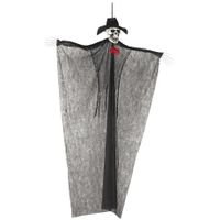 Hangende horror decoratie skelet zwart 220 cm - thumbnail