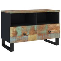 The Living Store Tv-meubel Industrieel - 70 x 33 x 46 cm - Massief gerecycled hout - Zwart frame