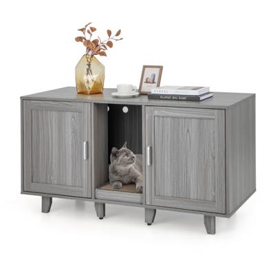 Kattenkast/TV-standaard Kattenhuis met 2 Deuren Kronkelende Ingang Multifunctioneel Kattenmeubilair voor de Woonkamer