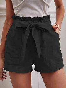 Casual Cotton And Linen Plain Regular Fit Shorts