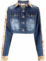 Philipp Plein veste en jean crop à imprimé baroque - Bleu - thumbnail