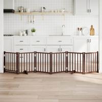 VidaXL Hondenhek inklapbaar 6panelen 300cm massief vurenhout bruin eik