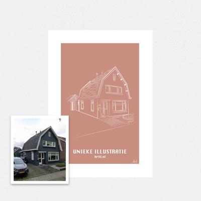 Persoonlijke illustratie met kleur A4 Staand Zonder Lijst Peach