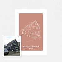 Persoonlijke illustratie met kleur A1 Staand Zonder Lijst Peach