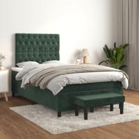 Boxspring met matras fluweel donkergroen 120x200 cm