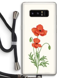 Red poppy: Samsung Galaxy Note 8 Transparant Hoesje met koord