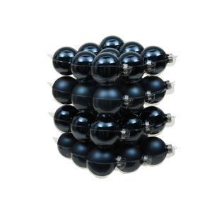 72x stuks glazen kerstballen donkerblauw 6 cm mat/glans