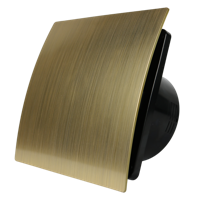 Whisper Pro-Design badkamerventilator - Ø100mm - met nalooptimer - gebogen kunststof - goud - zwarte ventilator