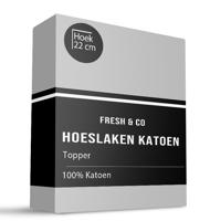 Topper Hoeslaken - Katoen - Grijs - Verkoelend - 160x200 cm - Grijs - Fresh and Co - Dekbed-Discounter.nl