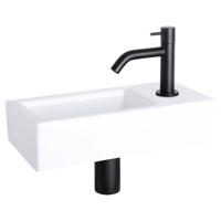 Differnz Ravo fonteinset keramiek - kraan gebogen - 38.5 x 18.5 x 9.5 cm - mat zwart