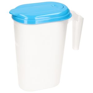 Waterkan/sapkan transparant/blauw met deksel 1.6 liter kunststof