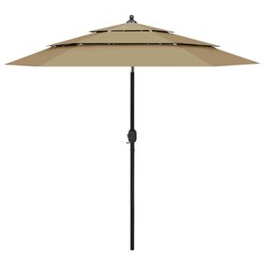 VidaXL Parasol 3-laags met aluminium paal 2,5 m taupe