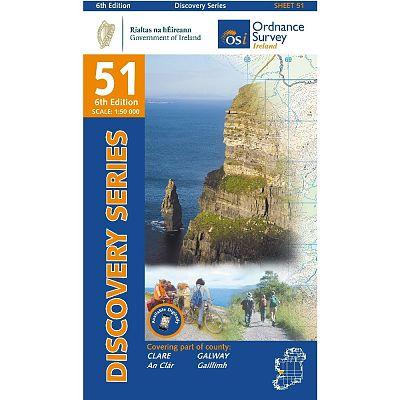 Topografische kaart - Wandelkaart 51 Discovery Clare, Galway | Ordnance Survey Ireland