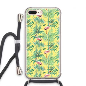 Flamingo party: iPhone 8 Plus Transparant Hoesje met koord