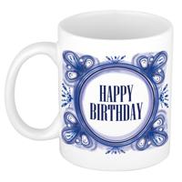 Verjaardag cadeau mok - Delfts Blauw - happy birthday - 300 ml - keramiek   -