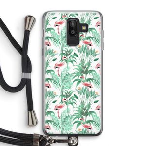 Flamingo bladeren: Samsung Galaxy J8 (2018) Transparant Hoesje met koord