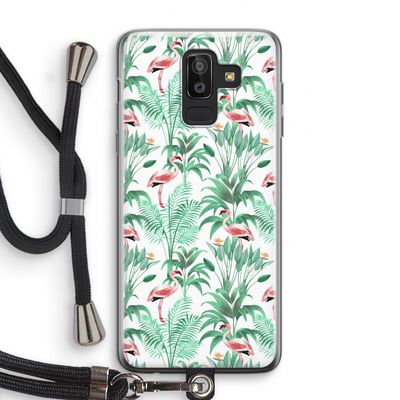 Flamingo bladeren: Samsung Galaxy J8 (2018) Transparant Hoesje met koord