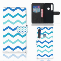 Samsung Galaxy A9 2018 Telefoon Hoesje Zigzag Blauw - thumbnail