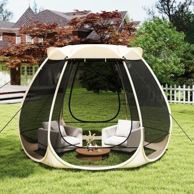 Pop-up-Mesh-paviljoen voor 4-6 Personen 310 x 270 cm Opvouwbare Outdoor Kampeertent met Rondom Mesh