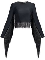 ROTATE BIRGER CHRISTENSEN fringe-detail long-sleeve top - Noir - thumbnail