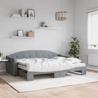 Slaapbank onderschuifbed en matrassen 80x200 cm stof lichtgrijs