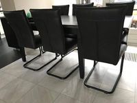 Set van 6 leren eetkamerstoelen - met sledepoot - zwart leer - Echt leer, Industrieel, ontdek de vele Leersoorten en Kleuren bij ShopX