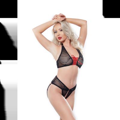 Allure Set Halter Top and Panty Set with Laces - Plus Size