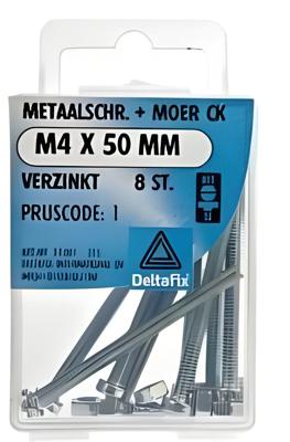 M.schroef moer ck m4x50mm 8st - Deltafix