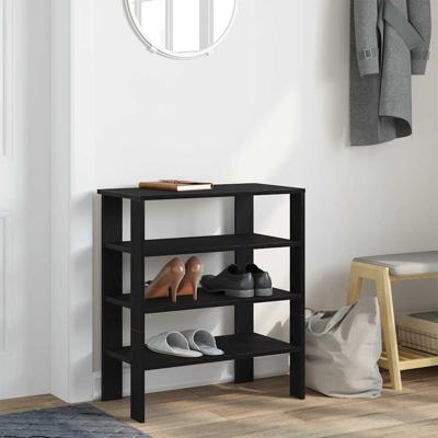 Schoenenrek 61x32x70 cm bewerkt hout zwart