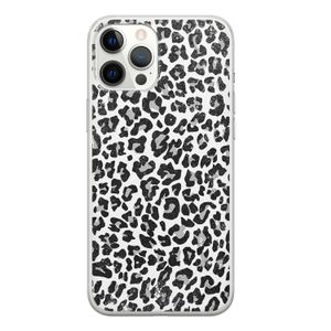iPhone 12 Pro Max siliconen telefoonhoesje - Luipaard grijs