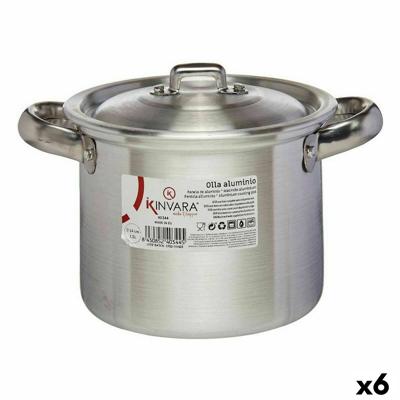 Casserolepan met deksel Kinvara 100030 100030 Zilverkleurig Aluminium 16 x 14 x 21 cm 20 x 14 x 16 cm Ø 14 cm (6 Stuks)