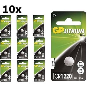 10 Stuks - GP CR1220 3V 40mAh lithium knoopcelbatterij