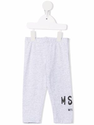 MSGM Kids legging à logo imprimé - Gris