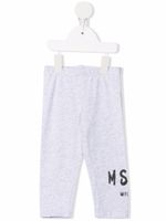 MSGM Kids legging à logo imprimé - Gris