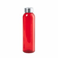 Glazen waterfles/drinkfles/sportfles - rood transparant - met RVS dop - 500 ml - thumbnail