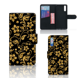 Huawei P20 Hoesje Gouden Bloemen