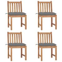 Tuinstoelen 4 st met kussens massief teakhout