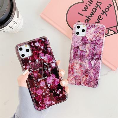 Voor iPhone 11 Pro Max TPU glad Gemarmerde IMD mobiele telefoon geval (paarse stenen F12)