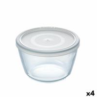 Ronde Lunchtrommel met Deksel Pyrex Cook & Freeze 1,1 L 15 x 15 x 10 cm Transparant Siliconen Glas (4 Stuks)